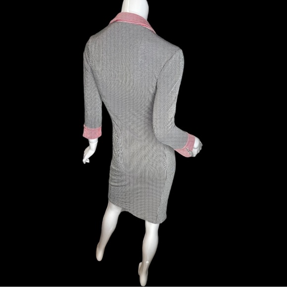 Vintage Diane Von Furstenberg Bruce Striped Collared Bodycon Dress 8 Lightweight - Picture 3 of 14